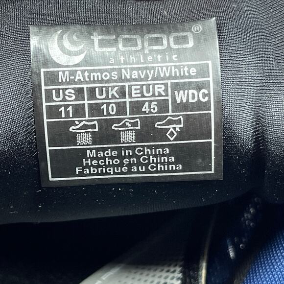 Topo Athletic M-Atmos Men’s 11 Running Training Shoes Navy White Wide Toe Box - Picture 14 of 15